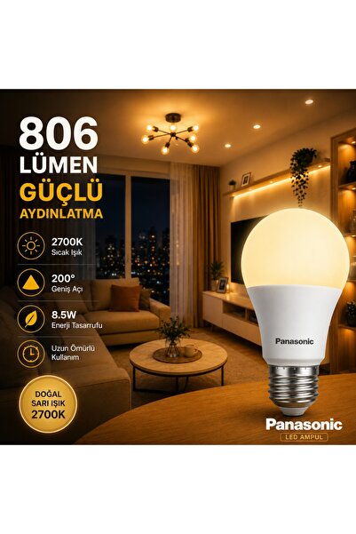 Aryes 8.5W E27 LED Ampul 2700K Sarı Işık 806 Lümen Tasarruflu Aydınlatma