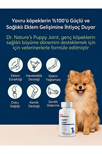 Dr. Nature's Yavru Köpek Eklem Destekleyici 75 Tablet – Puppy Joint Günlük Eklem Desteği