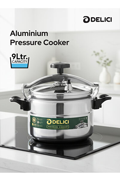 DELICI 9L Aluminum Pressure Cooker (DPC 9A)-Fast,Efficient,Safe Cooking Durab...