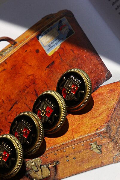 Mothu Siyah Zemin Renkli Arma Detaylı Gold Metal Ayaklı 1.9 Cm Orta Boy 5 Ade...