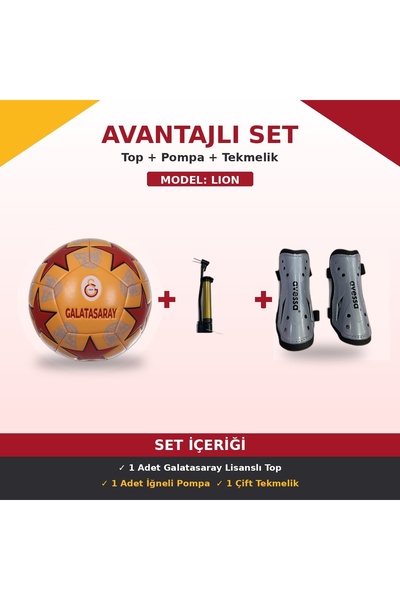 Galatasaray Lisanslı Futbol Topu Tekmelikli Set 5 Numara 10 Model Halı Saha P...