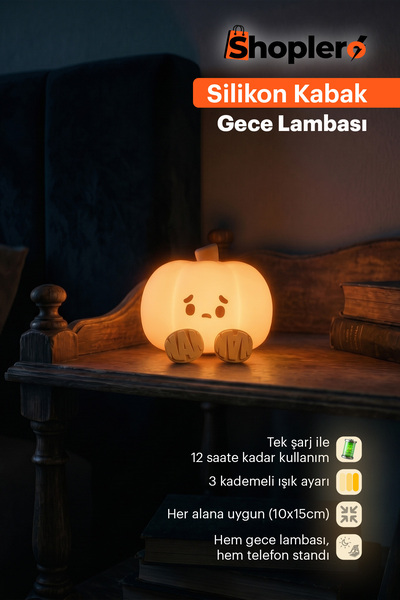 Silicone Sad Pumpkin Night Light