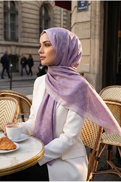 Vissona %57 İPEK %43 PAMUK MONOGRAM DESENLİ İSPİRTO RENKLİ 70X190 ŞAL