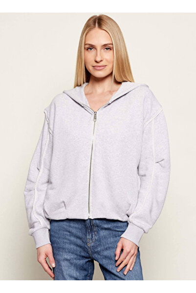 BOSS Açık Gri Kadın Kapüşon Oversize Melanj Sweatshirt 50554266