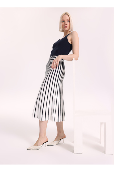 Fabrika Lacivert Kadın Slim Fit Triko Elbise F6SL-ELB0124
