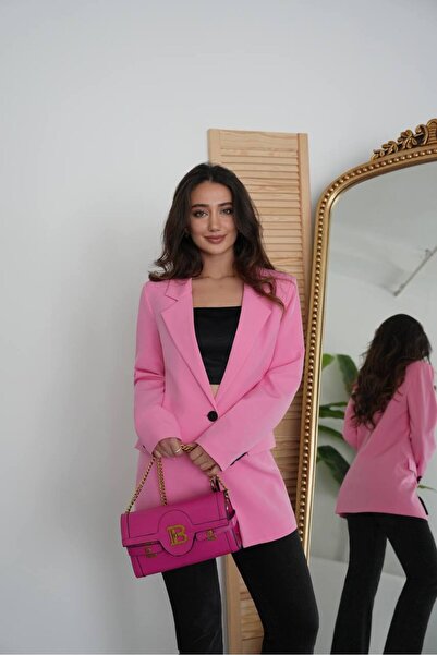 WOMKA Kadın Tek Düğme Blazer Ceket