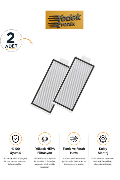 Roborock Q8 Max / Q8 Max Plus / Q5 Pro / Q5 Pro Plus Uyumlu 2’li HEPA Filtre ...