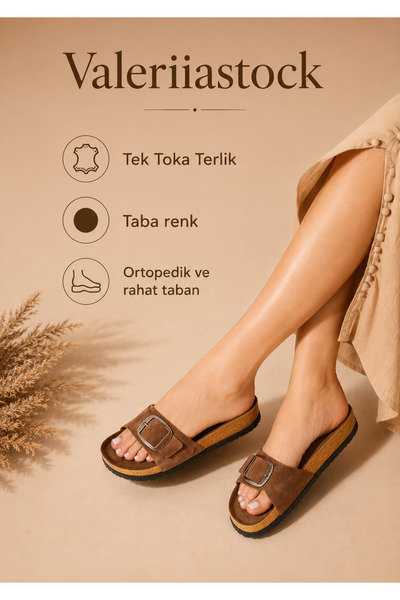 Valeriiastock Yeni Sezon  Terlik Tek Tokalı Model Ortopedik Valeriiastock