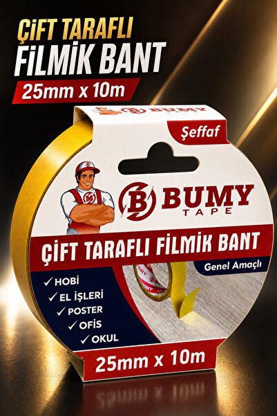 BUMY ÇİFT TARAFLI FİLMİK BANT - 25 MM X 10 MT / ŞEFFAF