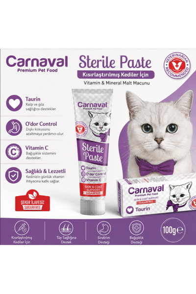 Carnaval Taurin Katkılı Steril Paste Kedi Macunu