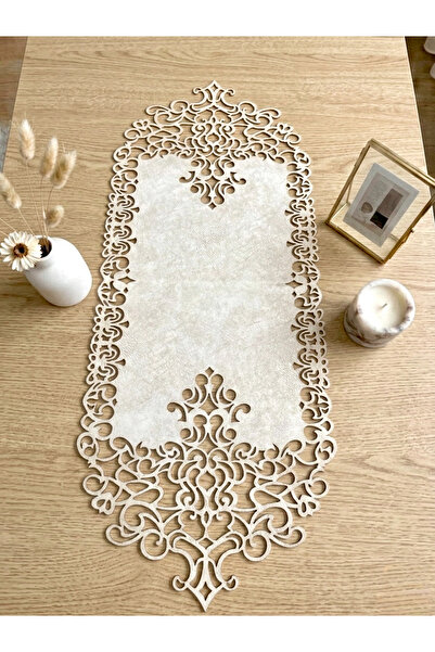 Ergüven Home Bej (CREM ÎNCHIS) Runner din piele intoarsa 40x100 Cm Masuta de ...