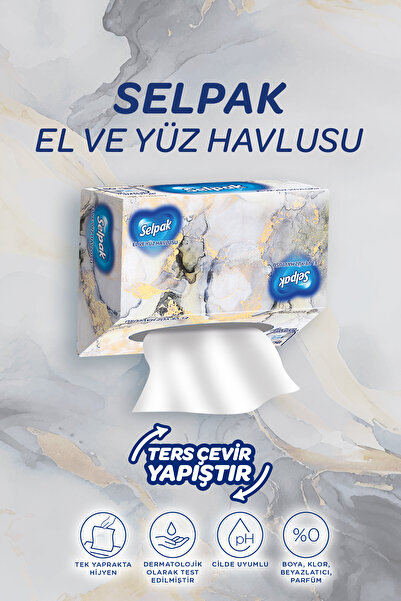 Selpak El Ve Yüz Havlusu Kutulu Mermer Desen 4*80 Yaprak