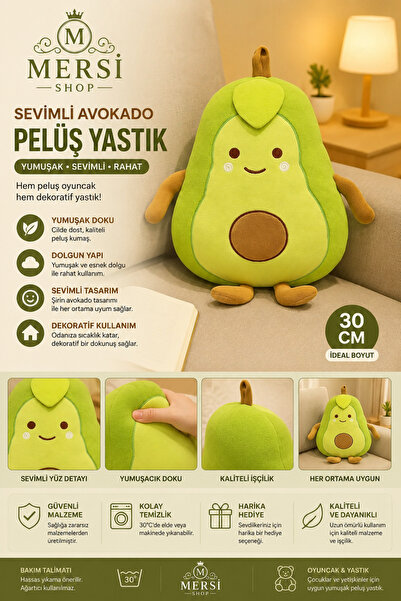 Mersi SHOP Pernă drăguță de pluș cu avocado |   Jucărie moale Pernă decorativ...