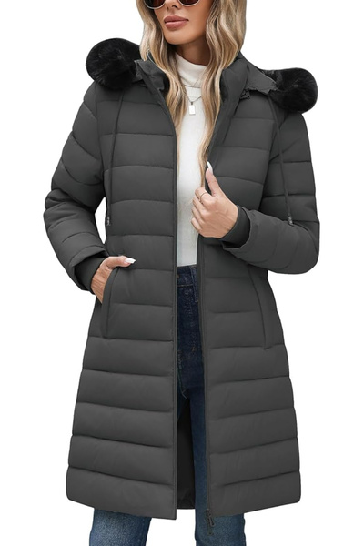 OEM Women's gray winter fur-lined jacket, L