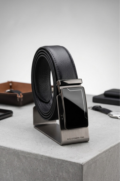 Automatic Buckle Unperforated Shortenable Man's Belt