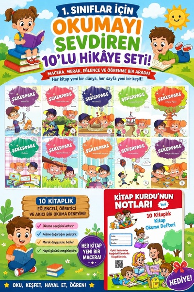 5 Renk Yayınları 1 .Sınıf Öğrencileri İçin Zevkle Okuyacağı 10 lu Hikaye Seti...
