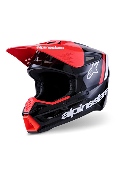 Alpinestars SM3 Radium Off-Road Kaskı Siyah Kırmızı Beyaz