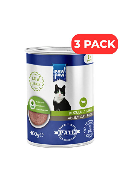 PawPaw Set 3 x Hrană umedă pisici adulte pate cu miel 400 g, low grain, diges...