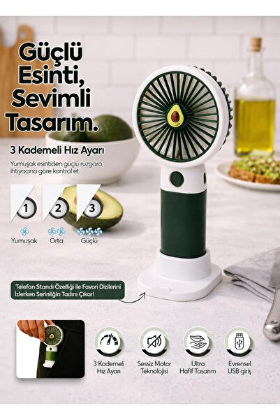 OSMEY Meyveli Tasarım 3 Kademeli Sessiz Mini El Masa Fan Vantilatör Turbo Üfl...