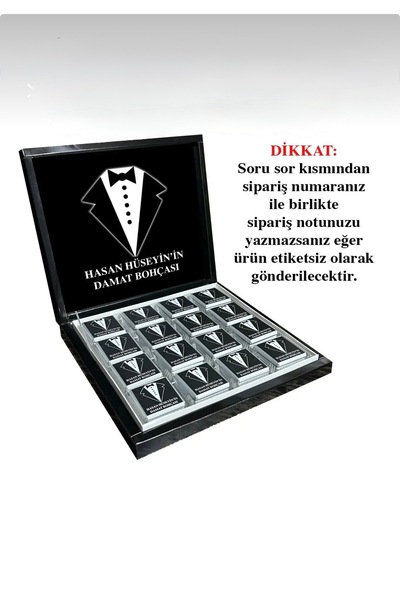 Blackeye Chocolate Kişiye Özel İsimli Damat Bohçası Çikolatası (32 Adet Madle...