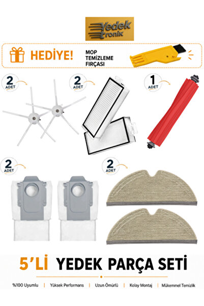 Roborock Q7 Max Plus Uyumlu 5’li Yedek Parça Seti | Filtre, Mikrofiber Mop Be...
