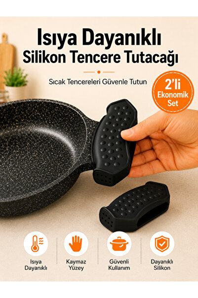 EUROLUXE 2’li Çok Amaçlı Silikon Tencere Tava Tepsi Tutucu - Isıya Dayanıklı ...