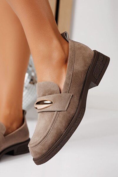 Zaira Pantofi casual dama khaki din piele ecologica intoarsa Chiara #24905 - 41