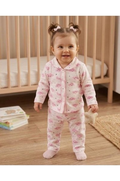 BUUFUU Bebek Yenidogan Çocuk Kiz Erkek Pamuklu Oyali Pijama Takımı Hediyelik