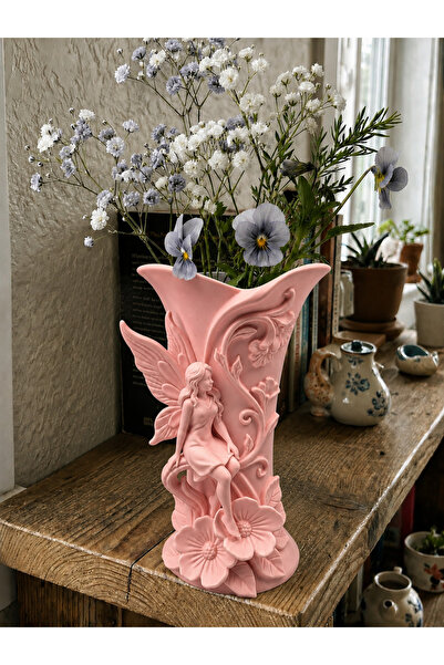 diğer0101 3D Tasarım Modern Dekoratif Melek Vazo 25cm Boyutunda PEMBE