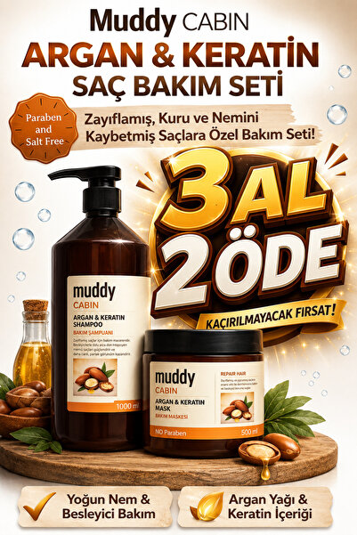Muddy Argan ve Keratin içerikli Kuru-Zayıf ve Nemini kaybetmiş saçlar için 10...