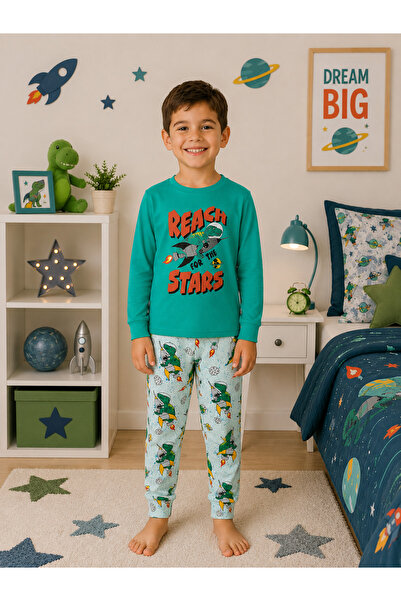 elmas kids Dečački 100% pamuk komadni Pamučni džersej tkanina zeleni dinosaur...