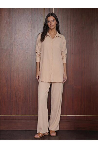 WeShaya Biscuit Knitted Oversize Long Sleeve Off Shoulder Wide Cut Buttoned S...