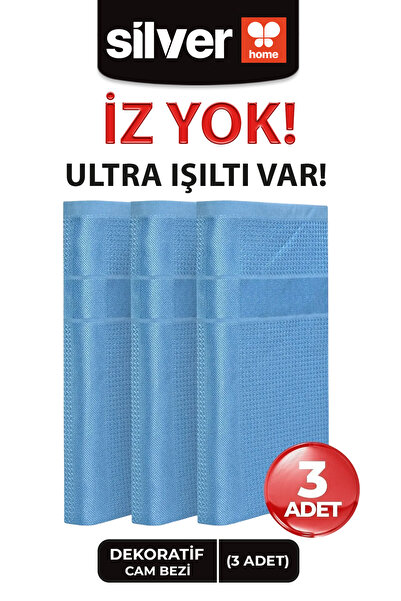 SİLVER HOME Μικροϊνικό ύφασμα 3 τεμαχίων διακοσμητικό γυαλί 42x68cm - Μπλε