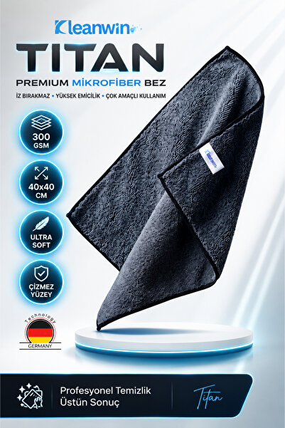 Kleanwin Titan Mikrofiber Bez 40x40 cm 300 GSM | Leke Bırakmaz Çok Amaçlı Oto...