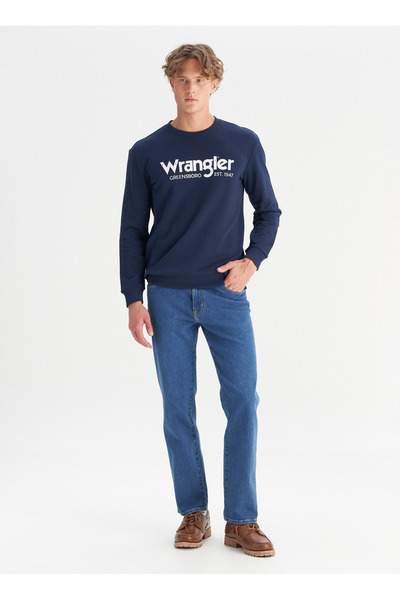 WRANGLER Mavi Erkek Straight Denim Pantolon MW121HR36B Orta Mavi Denim Pantolon
