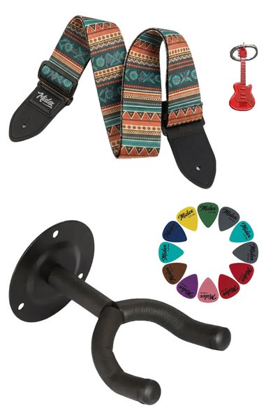 Midex Gsr-35-Pak Special Design Patterned Guitar Shoulder Strap and Wall Hanger Set