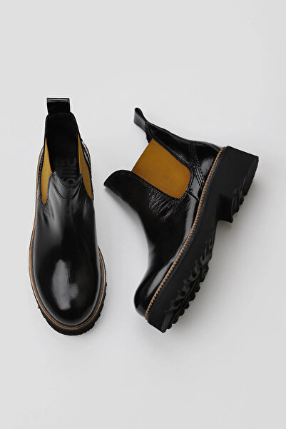 Bueno Shoes Black Wrinkled Patent Leather Women's Flat Boots 01Wt0801