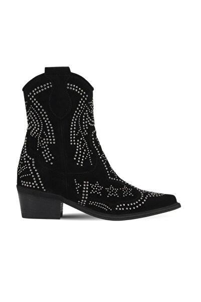 Bueno Shoes Siyah Süet Kadın Topuklu Bot 39wb1574