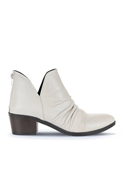 Bueno Shoes Εκρού Δερμάτινες Γυναικείες Μπότες με Τακούνι 01wd1103