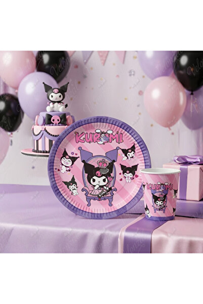 Kuromi Temalı Parti & Kutlama-Doğum Günü Tabak+Bardak Mini Set-8 Kişilik