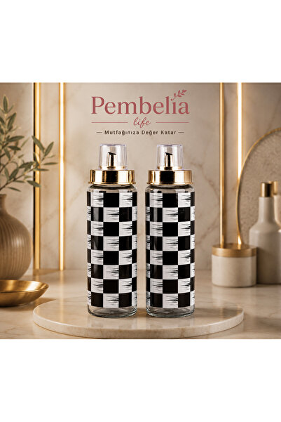 Pembelia Life طقم وعاء زيت من الزجاج المزخرف المكون من قطعتين مع غطاء ذهبي سع...