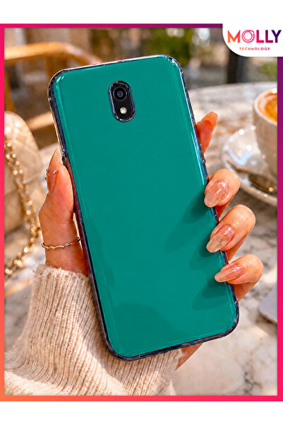 Molly Xiaomi Redmi 8A İçin Antrasit Yeşil Kenarları Siyah Lüks Silikon Kılıf