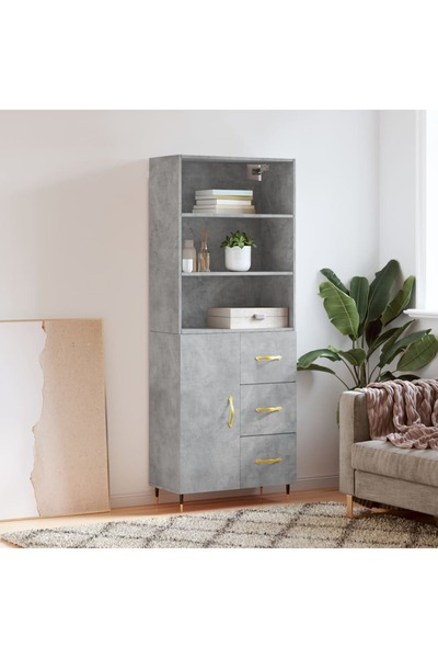 Concept Dulap înalt, gri beton, 69,5x34x180, lemn compozit