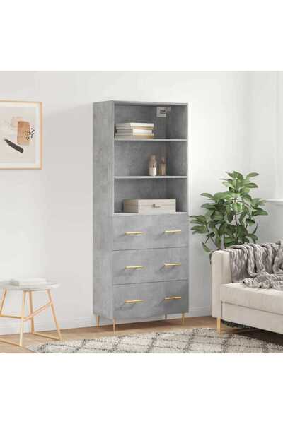 Concept Dulap înalt, gri beton, 69,5x34x180, lemn compozit
