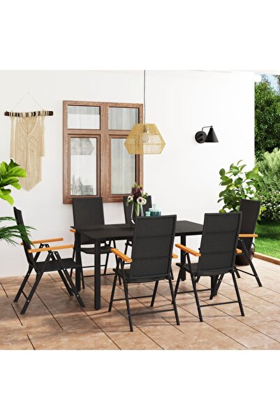 Concept Set mobilier de grădină, 7 piese, negru și maro