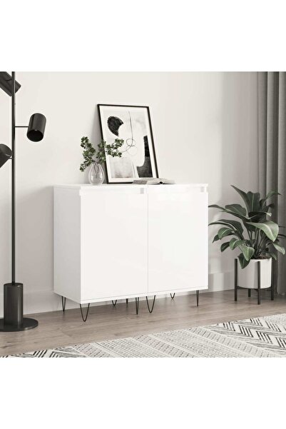 Concept Servante, 2 buc., alb extralucios, 40x35x70 cm, lemn prelucrat