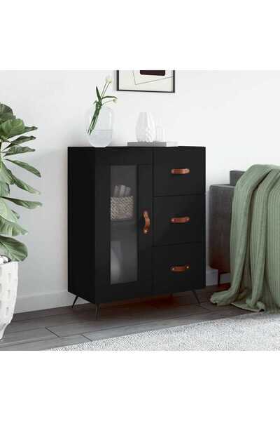 Concept Servantă, negru, 69,5x34x90 cm, lemn compozit