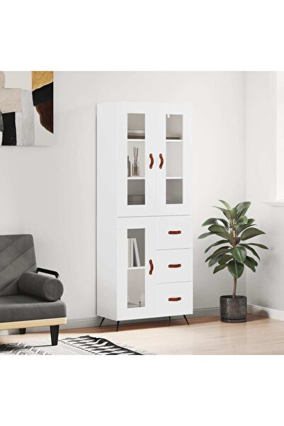 Concept Dulap înalt, alb, 69,5x34x180 cm, lemn compozit