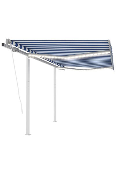 Concept Copertină automată cu senzor vânt&LED, albastru/alb, 3x2,5 m