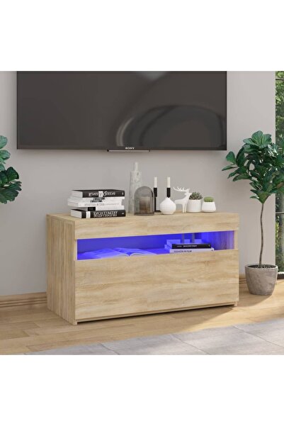 Concept Comodă TV cu lumini LED, stejar sonoma, 75x35x40 cm